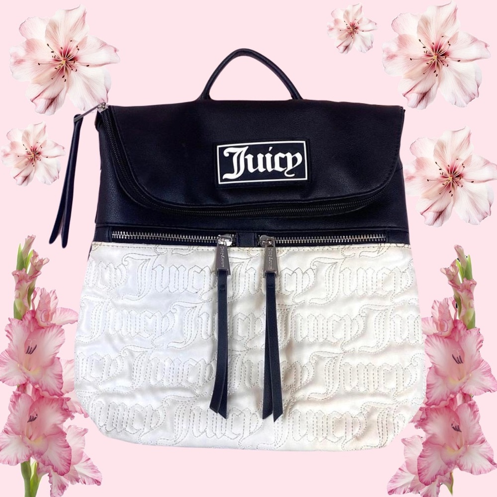 ♡ black & white embossed Juicy Couture backpack